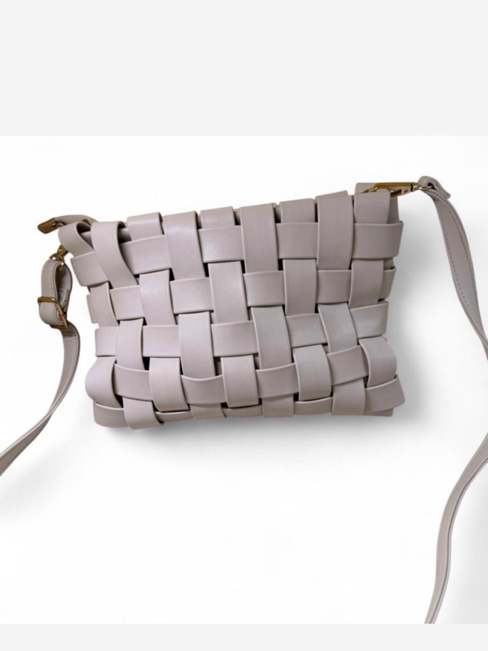 Anthropologie Woven Crossbody Clutch in Light Taupe